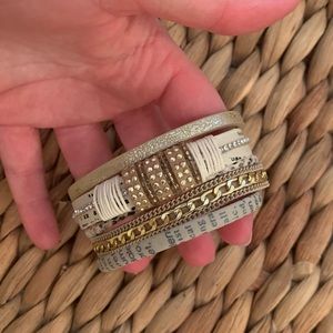 Multimedia Gold & Tan Magnetic Clasp Bracelet